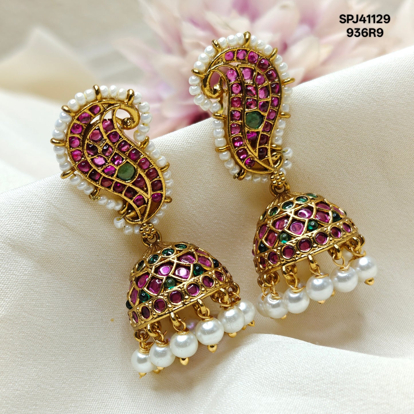 41129 Pota Stone Mango Jhumki