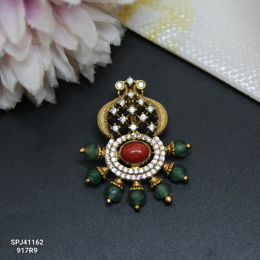 41162 Matte Peacock Locket With Coral