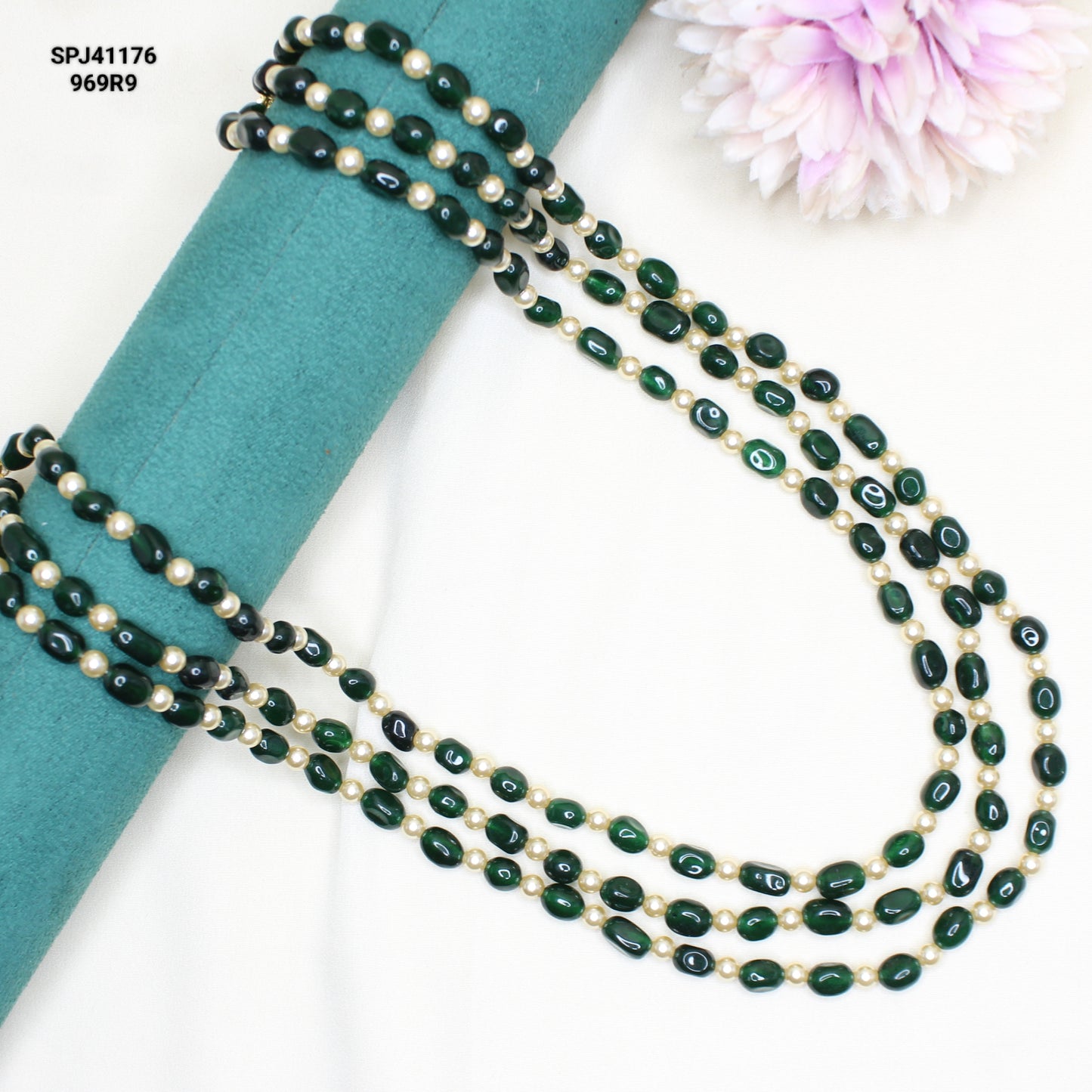 41176 3 Lines Dark Green Mala