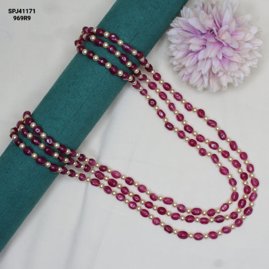 41171 3 Lines Onion Pink Mala Beads