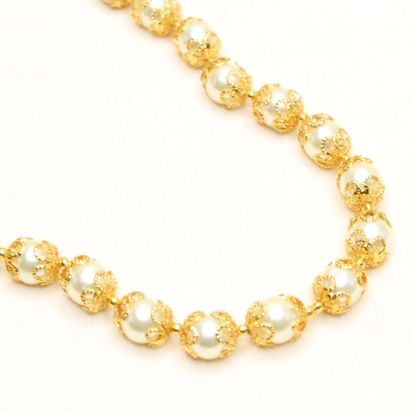 41150 1 Line Pearl Mala With Gold Cap