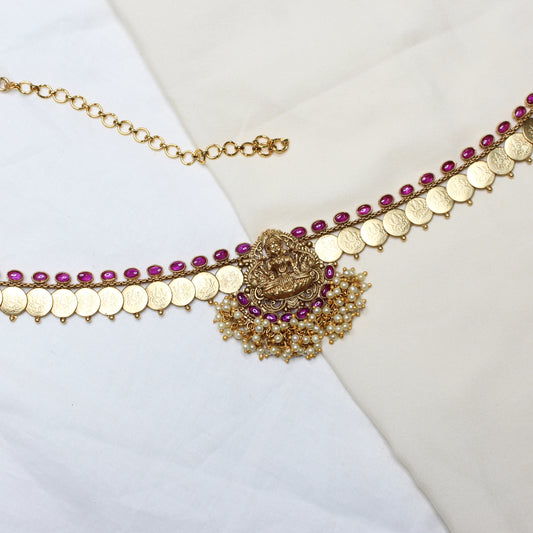 5947 God Peacock kasulu Chain Belt Vaddanam