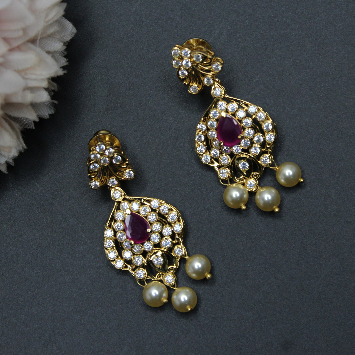 41224 CZ Uncut Stone Short Ruby
