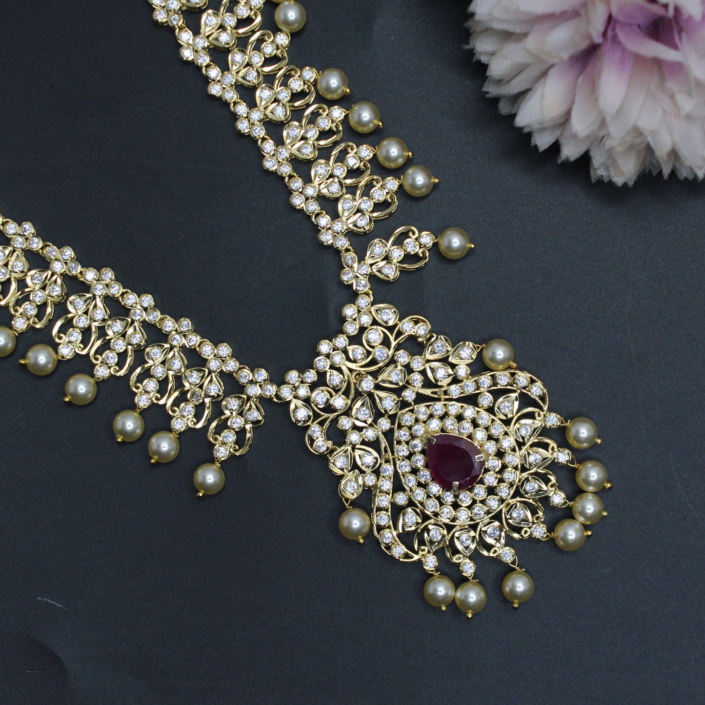 41224 CZ Uncut Stone Short Ruby