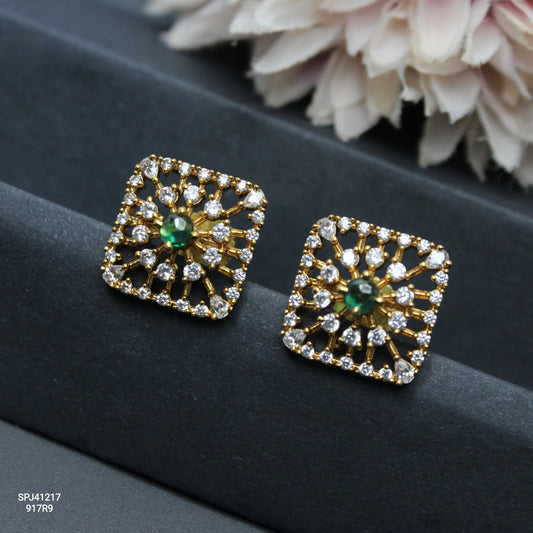 41217 GJ Square Studs Green