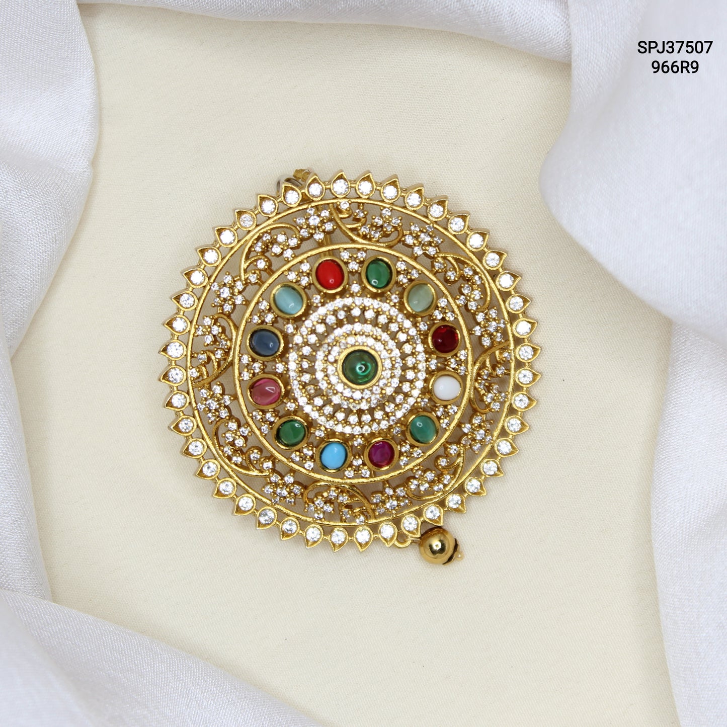 37507 Gold Polish Big Locket Multi With Openable Hook