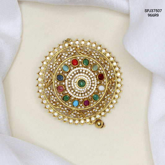 37507 Gold Polish Big Locket Multi With Openable Hook