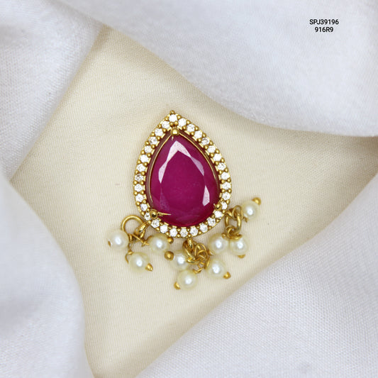 39196  GP Square Stone Locket Red