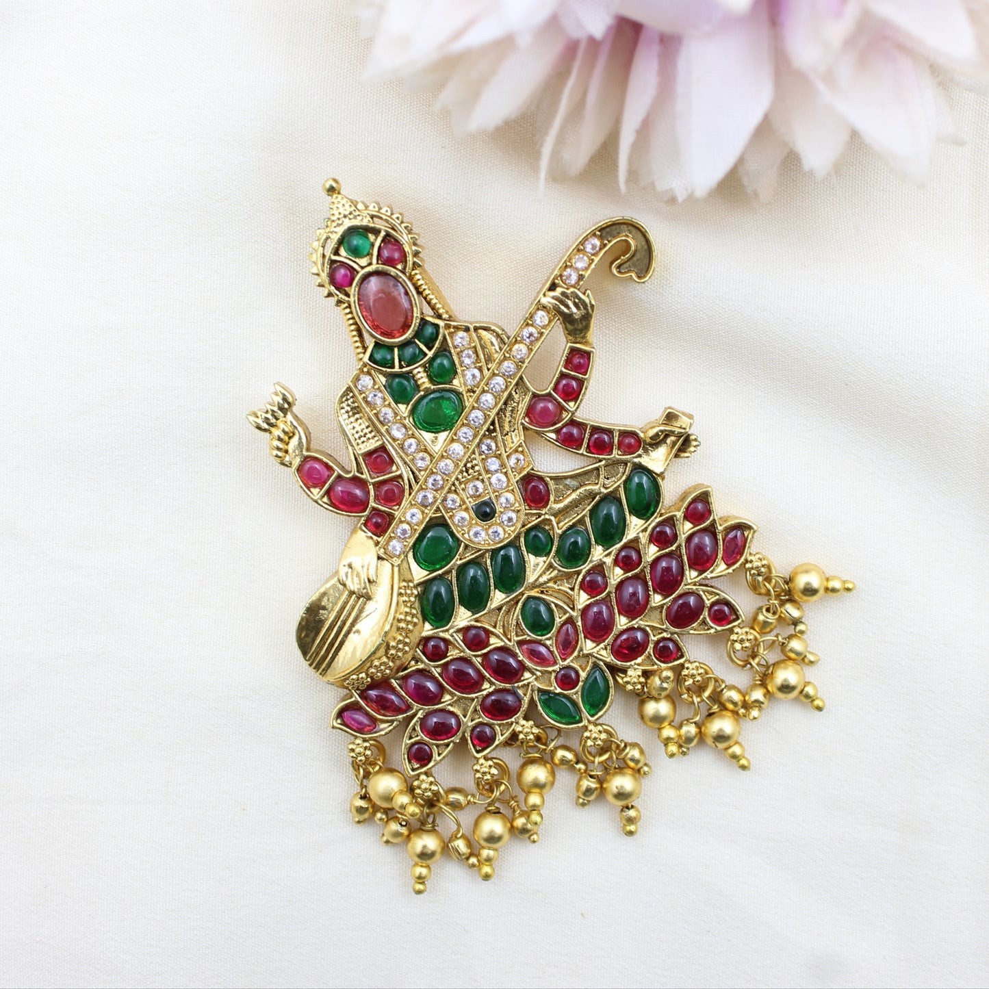 41245 Traditional Pota Stone Saraswati Temple Pendant