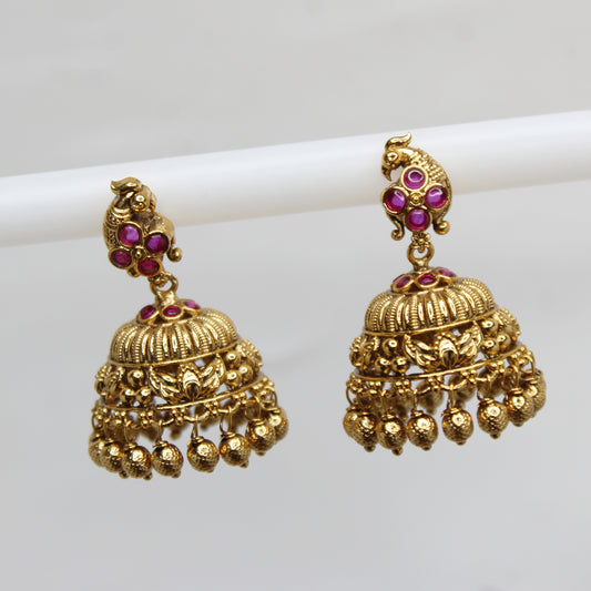 41239 Matte Peacock Jhumki Red