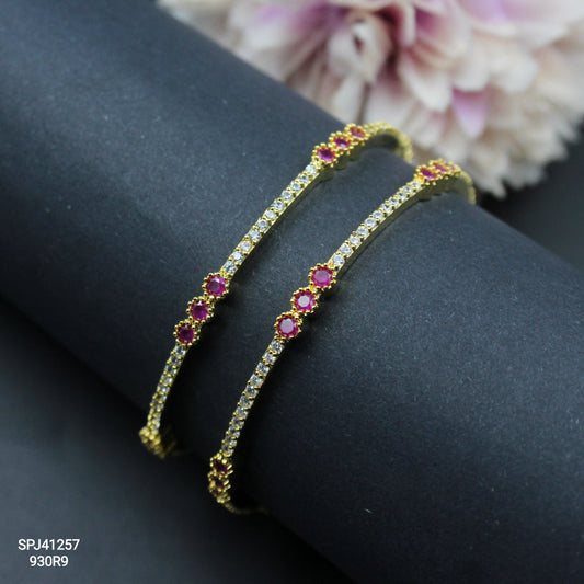41257 CZ Red Stone Baby Bangles 2Pc