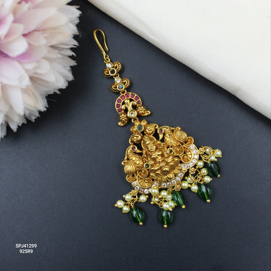 41299 Matte Laxmi Peacock Maangtikka