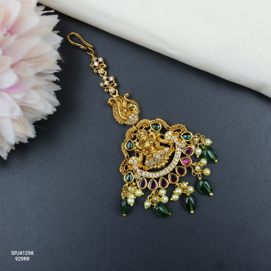 41298 Matte Laxmi Peacock Maangtikka