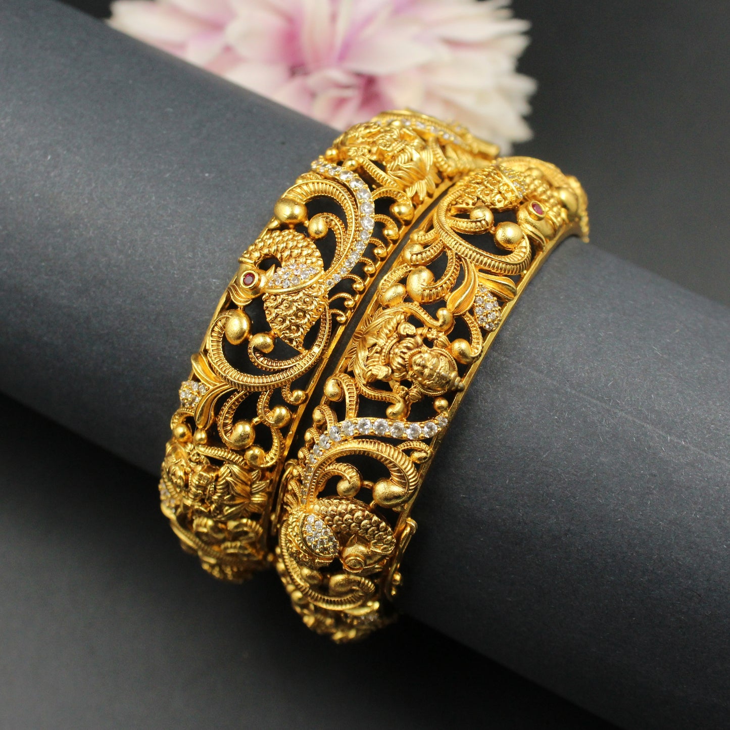 Laxmi Double Peacock Nakshi Gold Look a Like Openable Bangles
