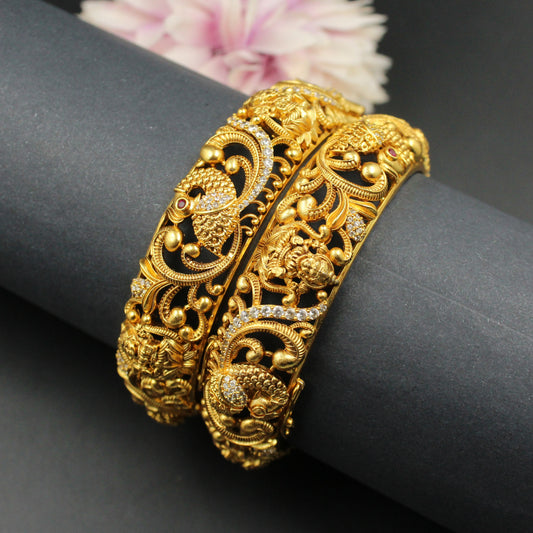 Laxmi Double Peacock Nakshi Gold Look a Like Openable Bangles