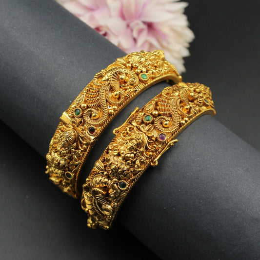 Nakshi Laxmi Peacock Gold Look a Like Openable Bangles