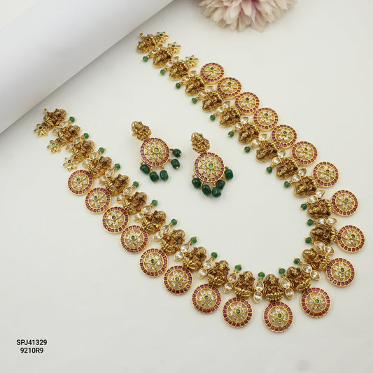41329 24 Carat Gold Replica Laxmi Bottumala With Onex Beads