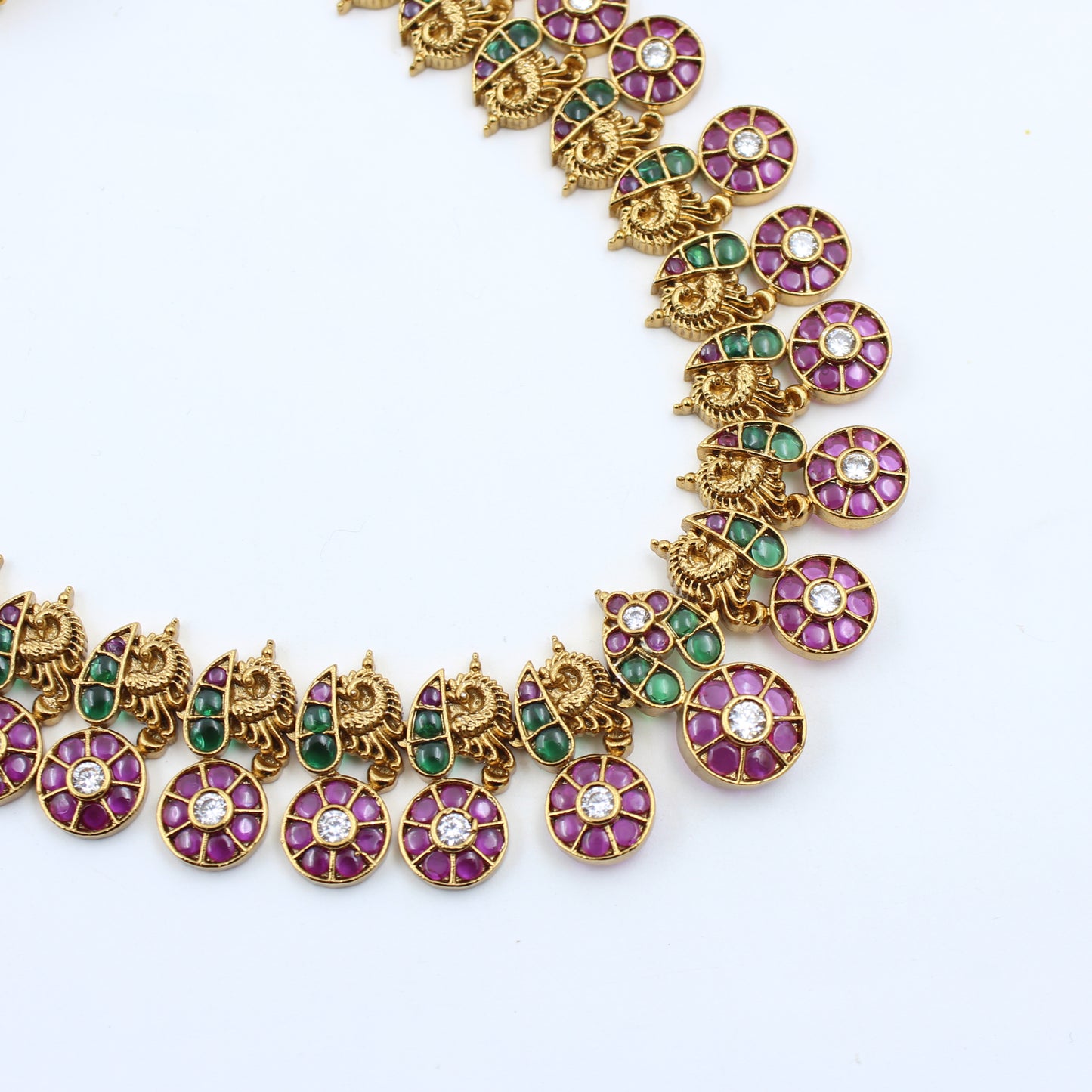 41362 Pota Stone Peacock Short Necklace Set