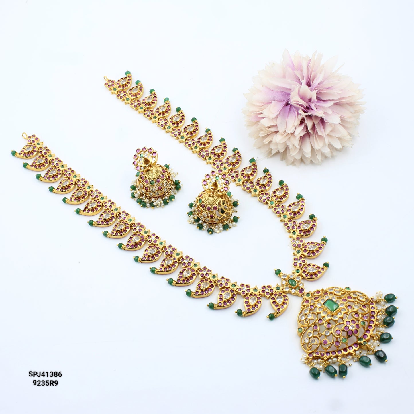 41386 Matte Mango Long Necklace Set