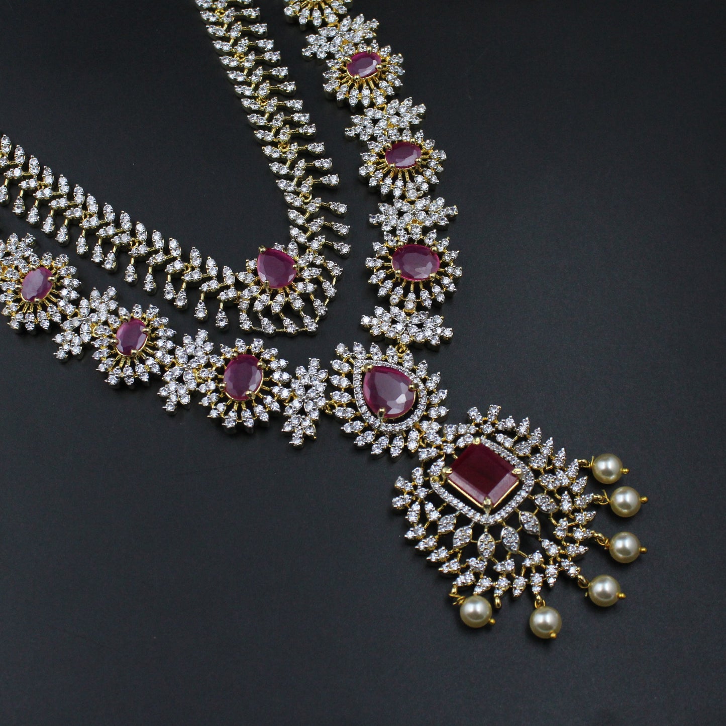 41395 GJ Long Layers Red Necklace Set