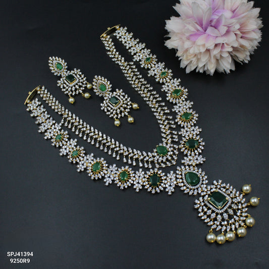 41394 GJ Long Layers Green Necklace Set