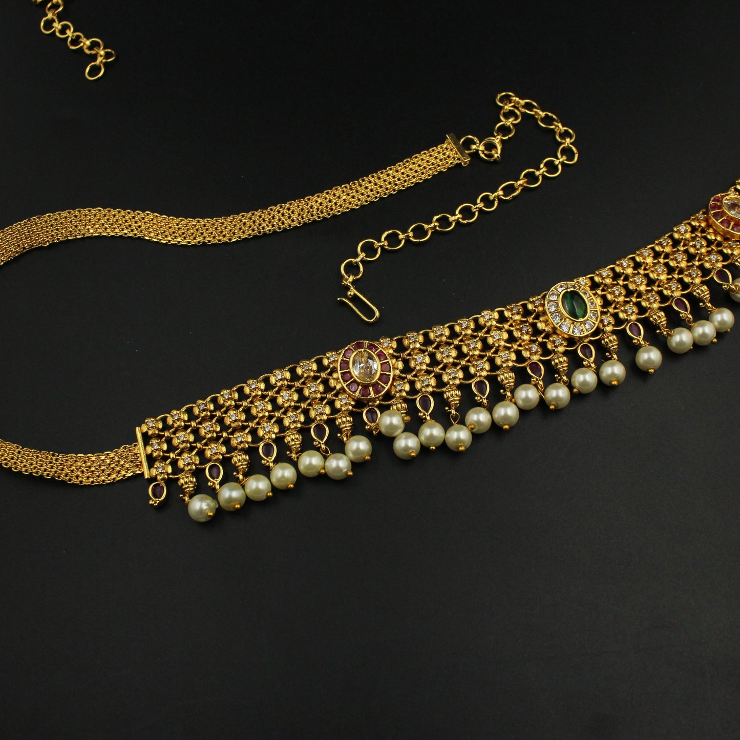 41412 Nakshi Multi Stone Chain Vaddanam - Waist Size 39-49