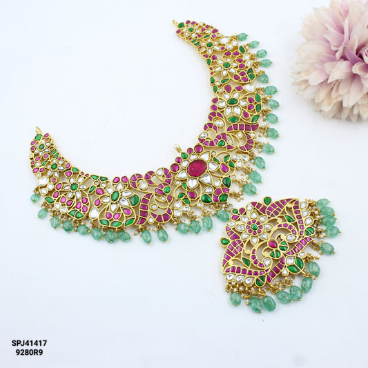 41417 Jadau Peacock Broad Necklace