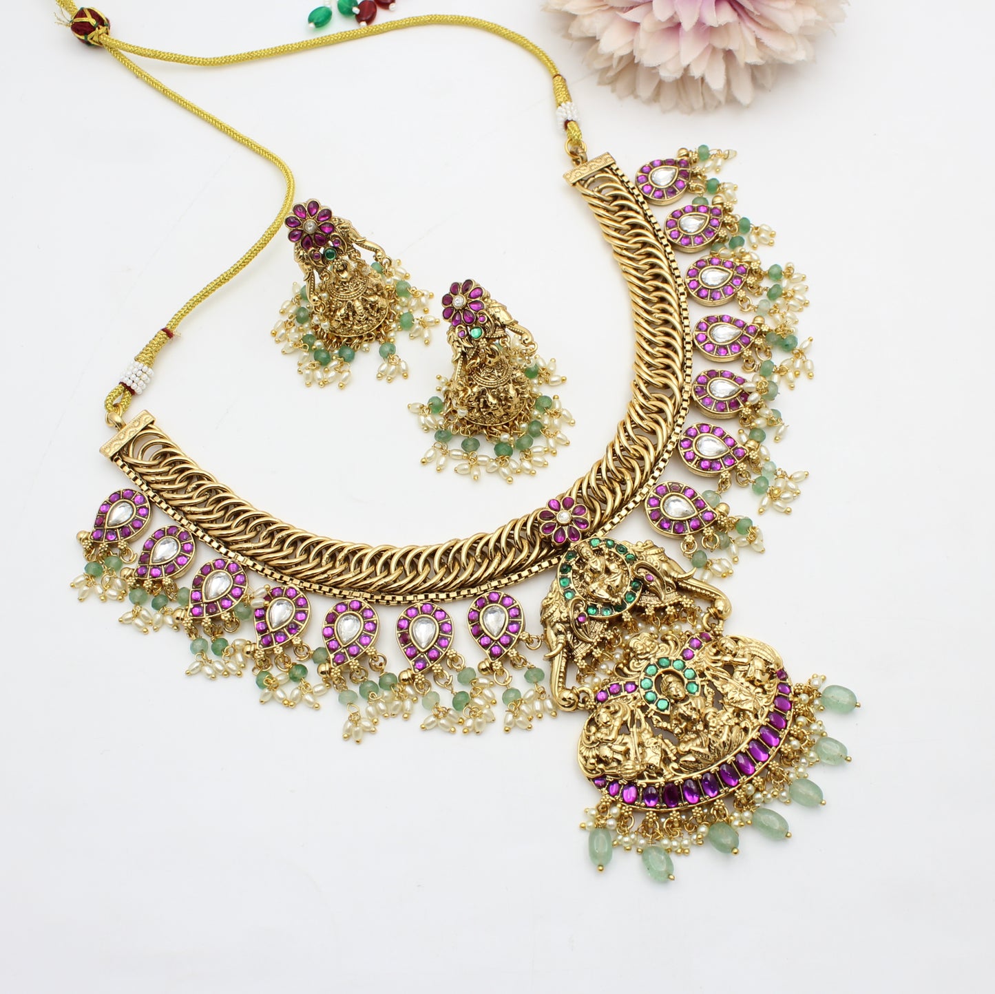 40456  Jalebi Multi Laxmi Necklaces