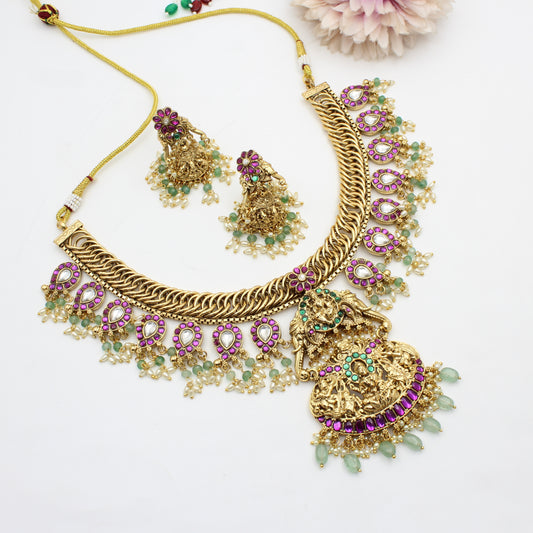 40456  Jalebi Multi Laxmi Necklaces