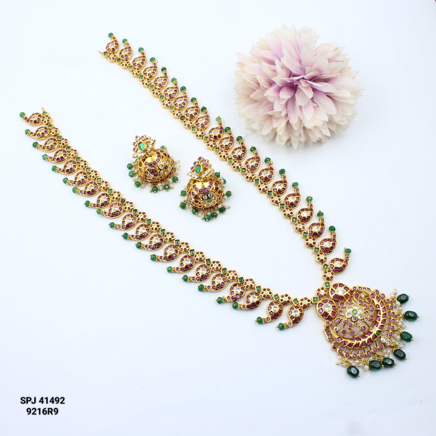 41492 Pota Stone Mango Long Necklace Set