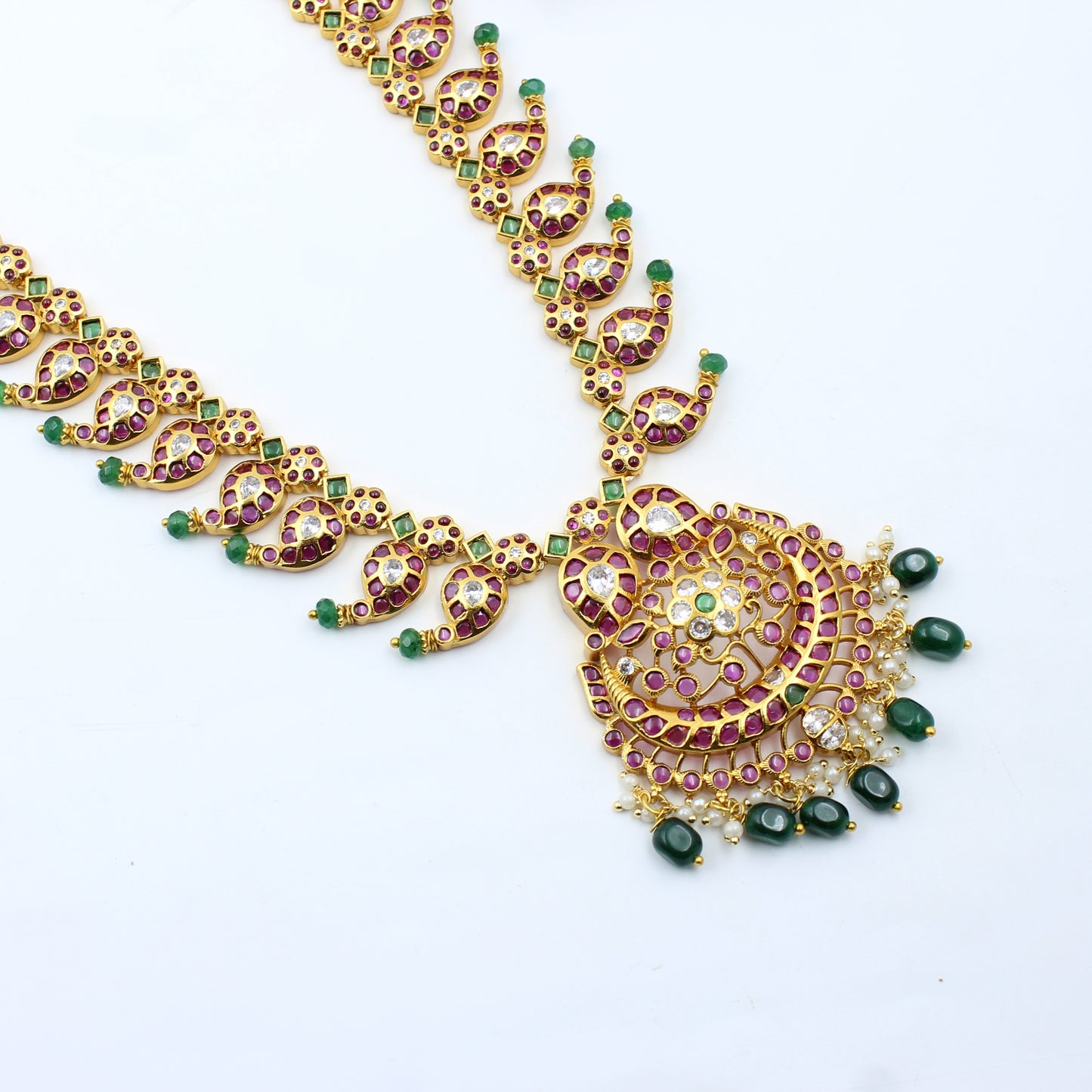 41492 Pota Stone Mango Long Necklace Set