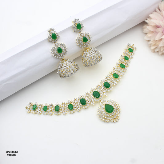 41513 GJ Short Necklace Set Green