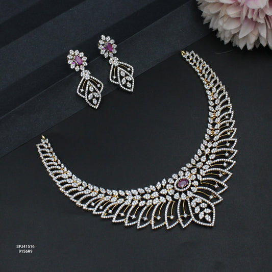 41516 GJ Short Necklace Set Red