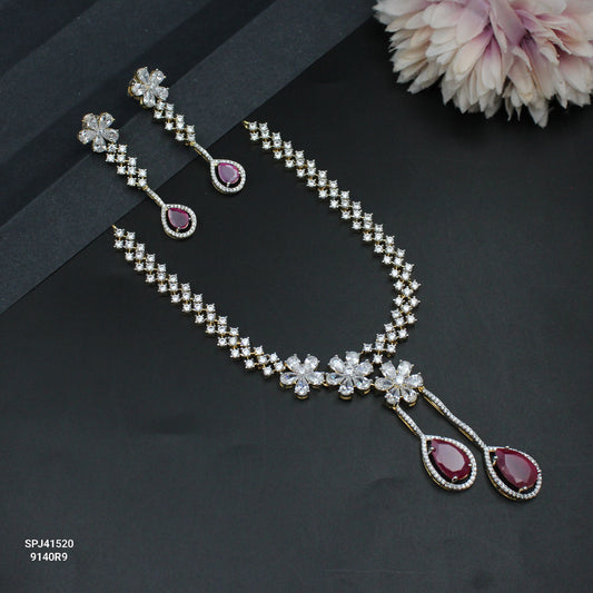 41520 GJ Fancy Short Necklace Set Red