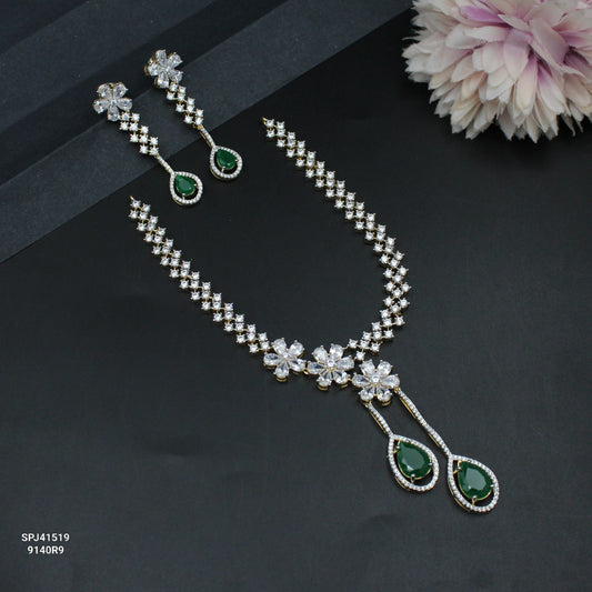 41519  GJ Fancy Short Necklace Set Green