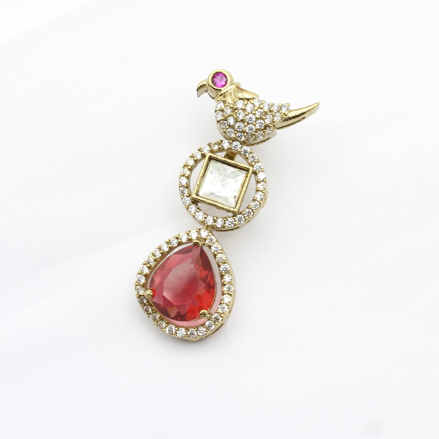 41528 Victorian Parrot Red Pendent Set
