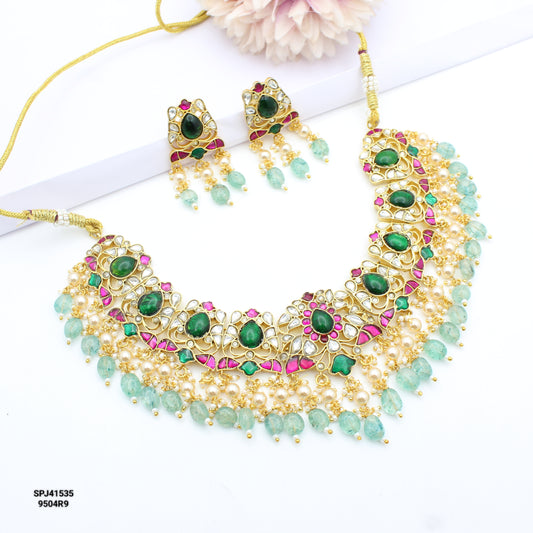 41535 Jadau Short Necklace Set With Earrings