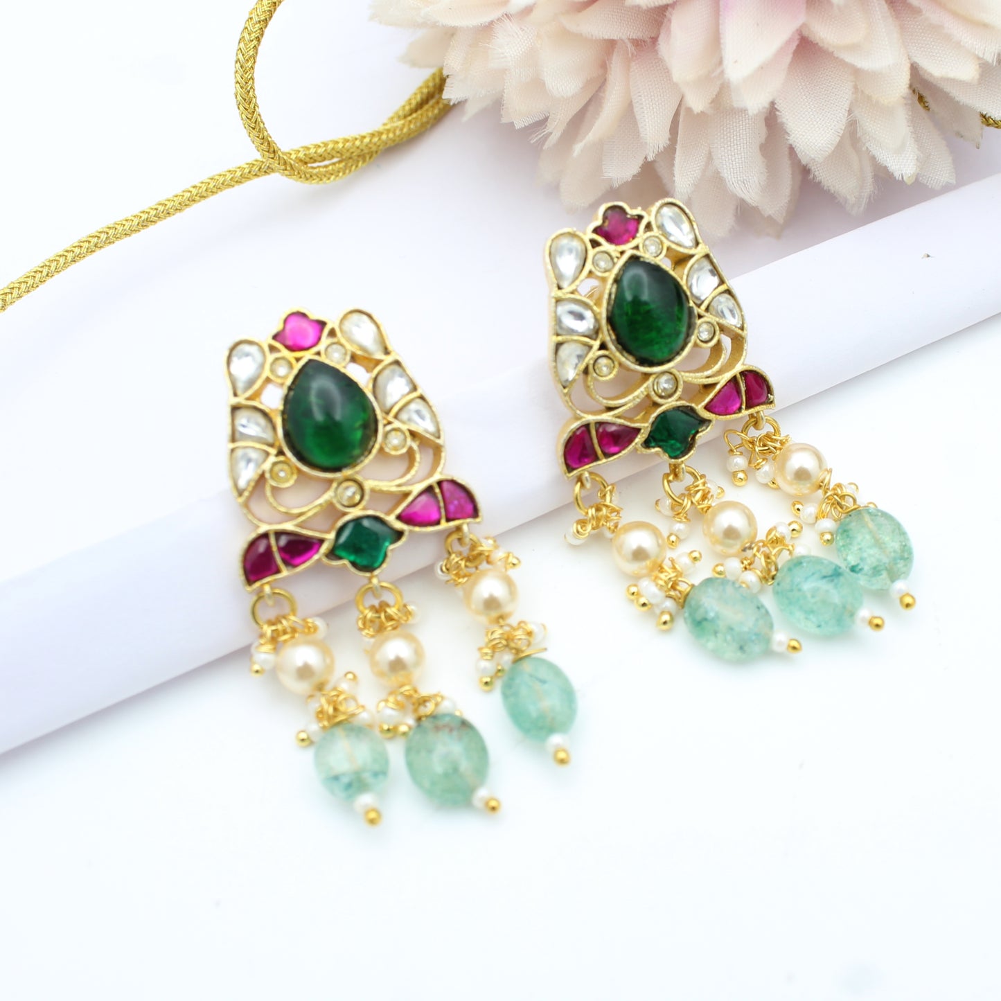 41535 Jadau Short Necklace Set With Earrings