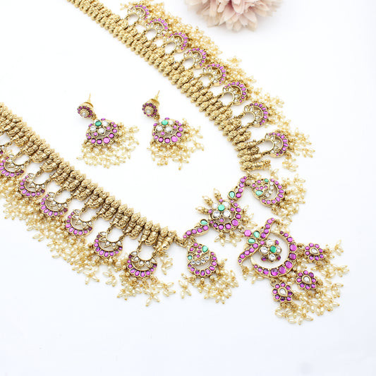 41550 Kundan Nakshi Long Necklace Set