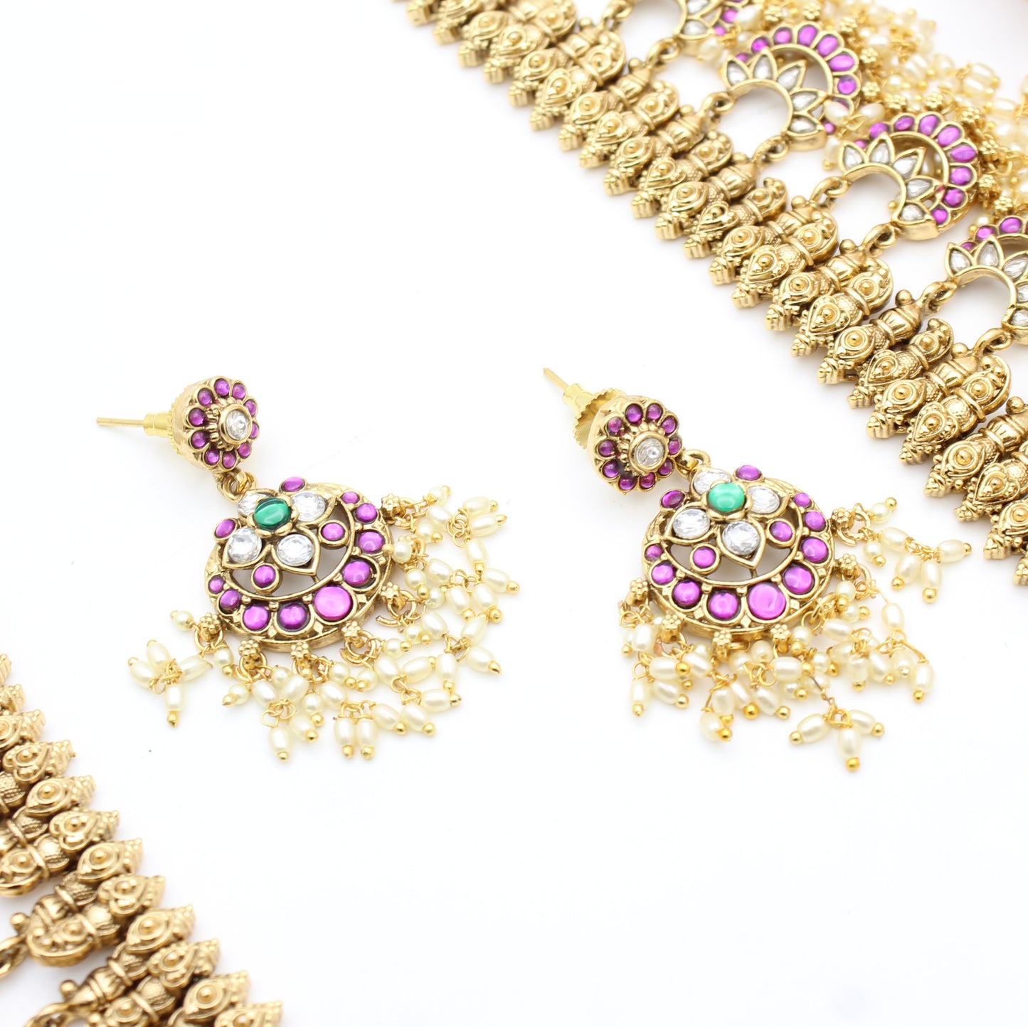 41550 Kundan Nakshi Long Necklace Set