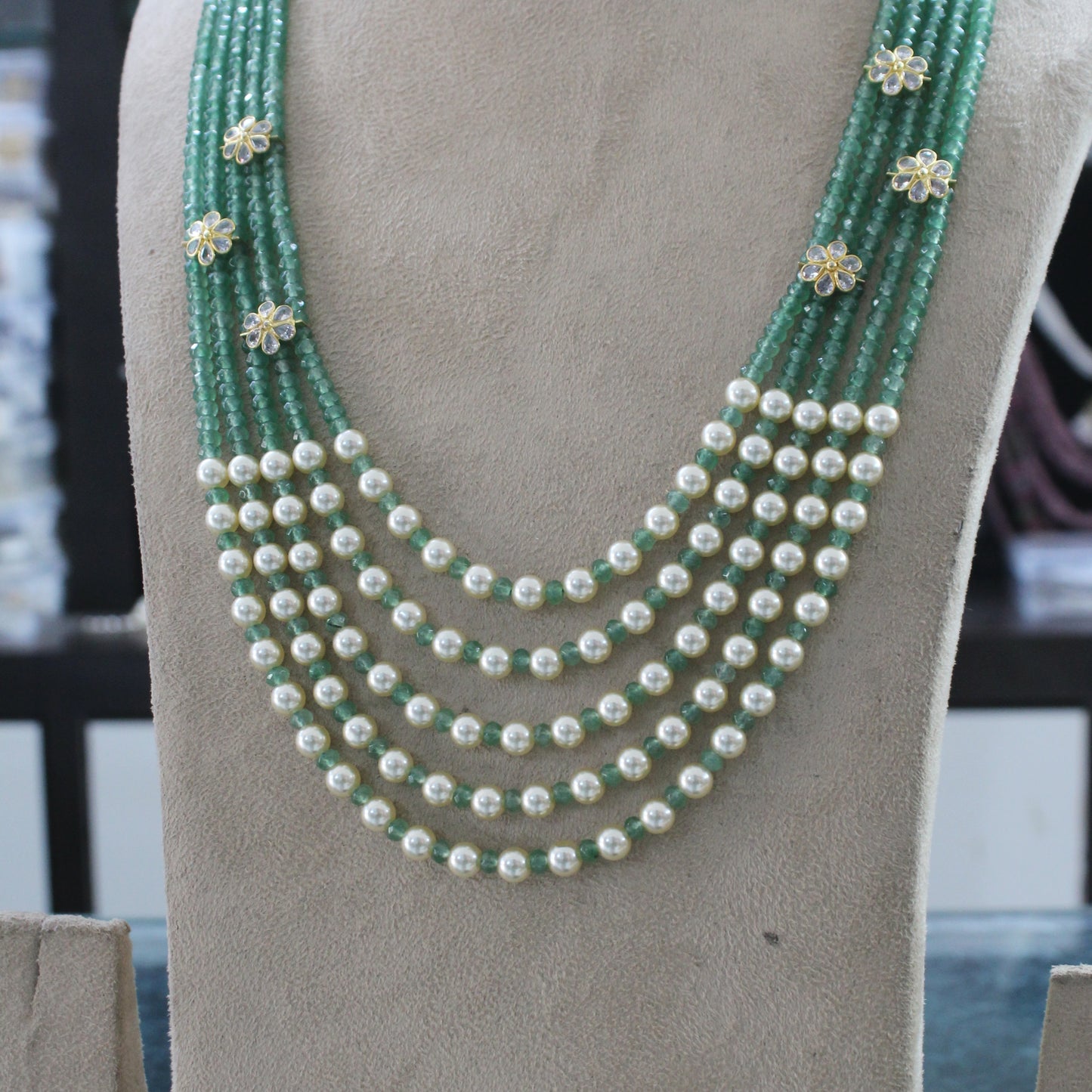 41544 5 Lines Light Green Onex Beads Mala