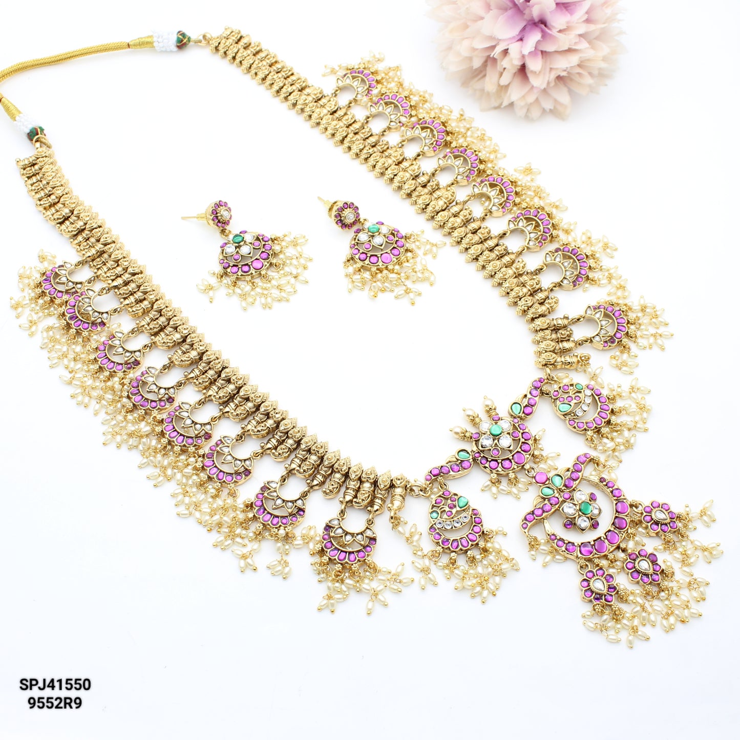 41550 Kundan Nakshi Long Necklace Set
