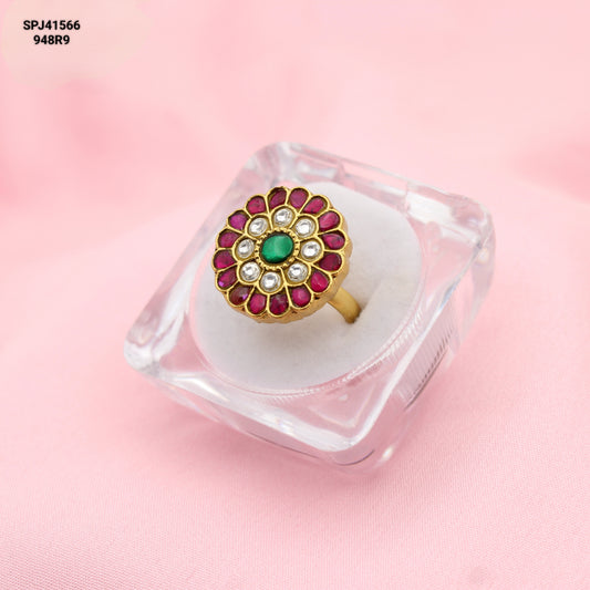 41566 Jadau Finger Ring Multi Stone