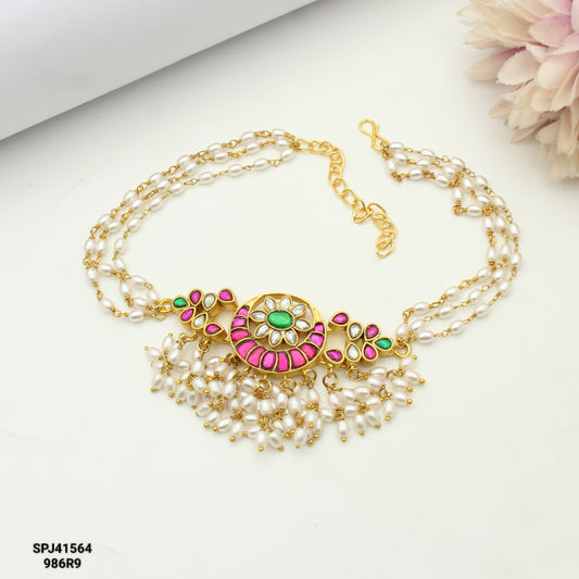 41564  Jadau Rice Pearls Choker
