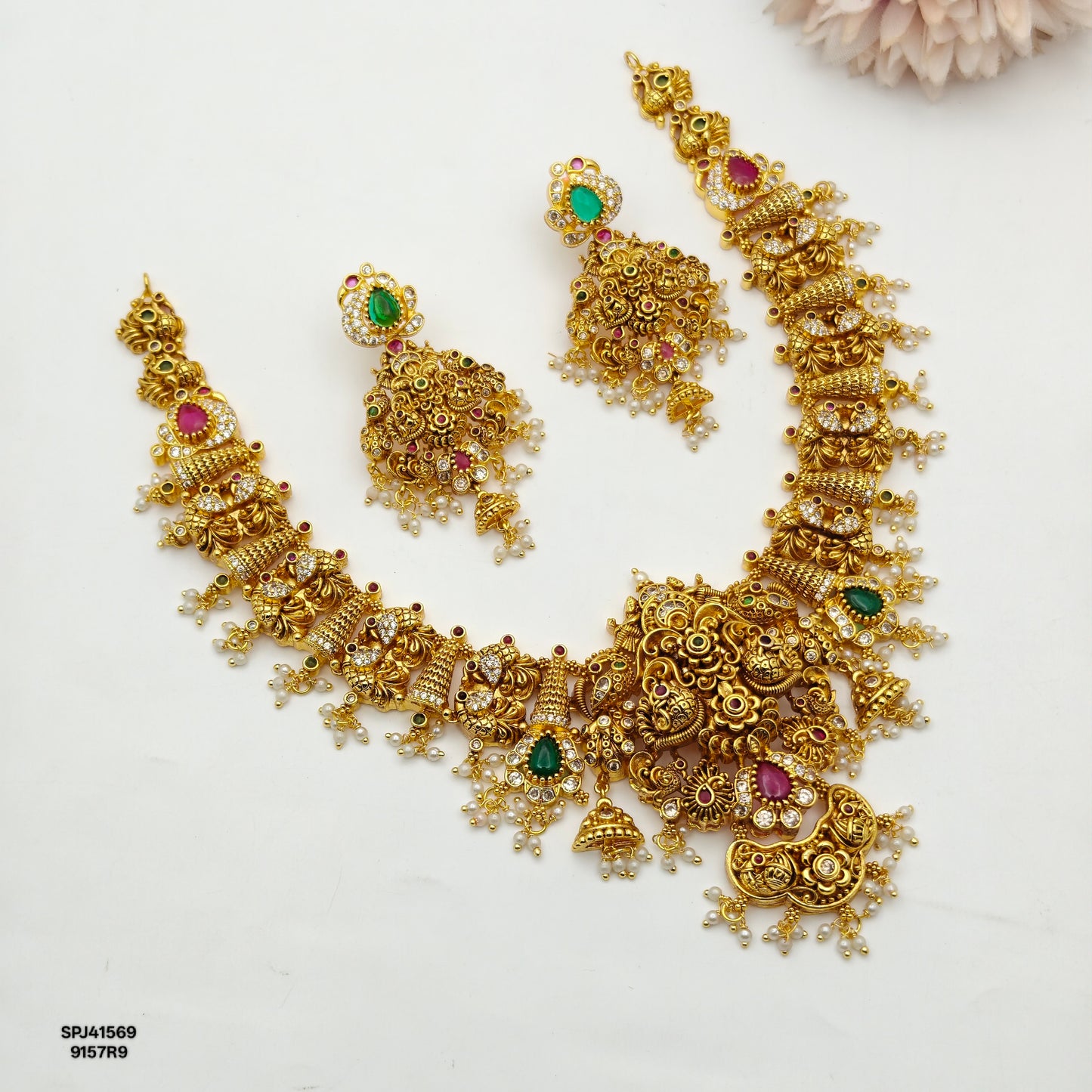41569 Nakshi Multi Peacock Short Necklace