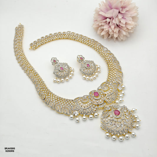 41595 GJ Broad Long Necklace Red