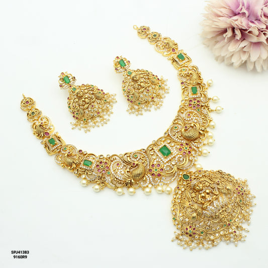 41383 Nakshi Laxmi Peacock Short Necklace
