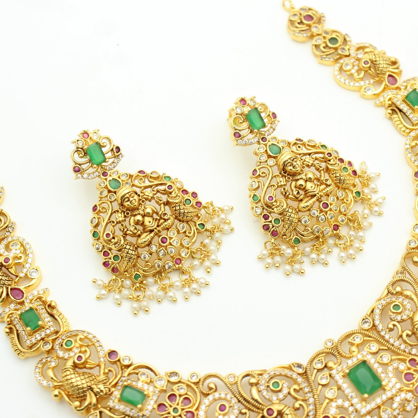41383 Nakshi Laxmi Peacock Short Necklace