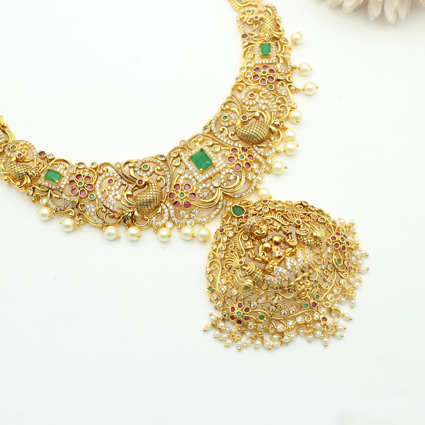41383 Nakshi Laxmi Peacock Short Necklace