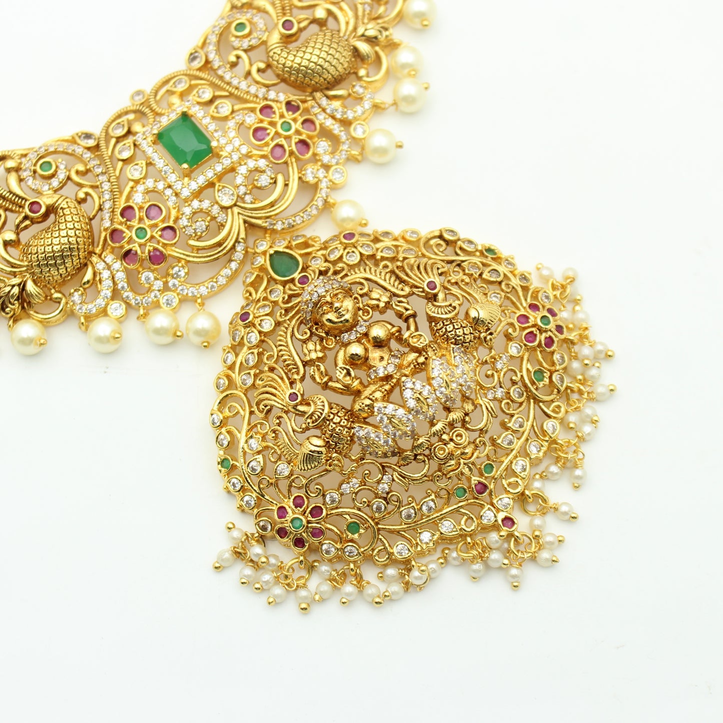 41383 Nakshi Laxmi Peacock Short Necklace